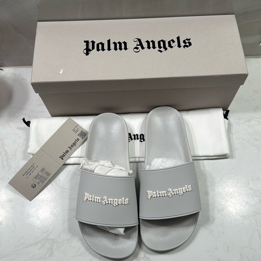 Palm Angels - Gray monogram pool slides size 38